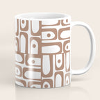 Mid Century Modern Piquet Abstract Multi Geometric Pattern in Mocha and White Coffee Mug Gallery Image 1