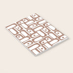 Mid Century Modern Piquet Abstract Multi Geometric Pattern in Mocha and White Notebook Gallery Image 3