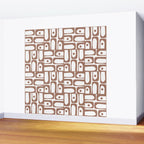 Mid Century Modern Piquet Abstract Multi Geometric Pattern in Mocha and White Wall Mural Gallery Image 2