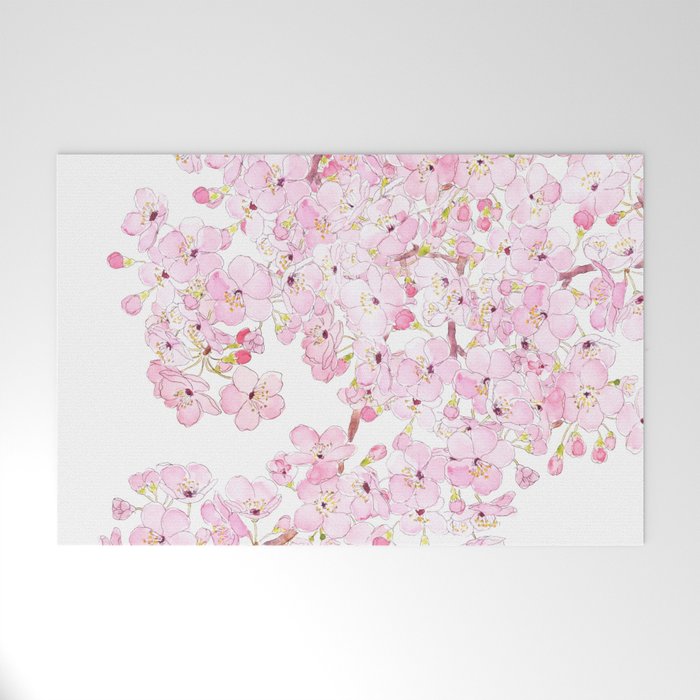 cherry blossom ink and watercolor 1 Welcome Mat Gallery Image 1