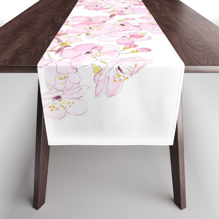 cherry blossom ink and watercolor 1 Table Runner Gallery Image 1