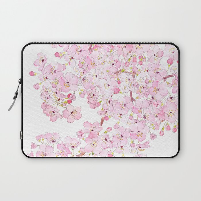 cherry blossom ink and watercolor 1 Laptop Sleeve Gallery Image 1