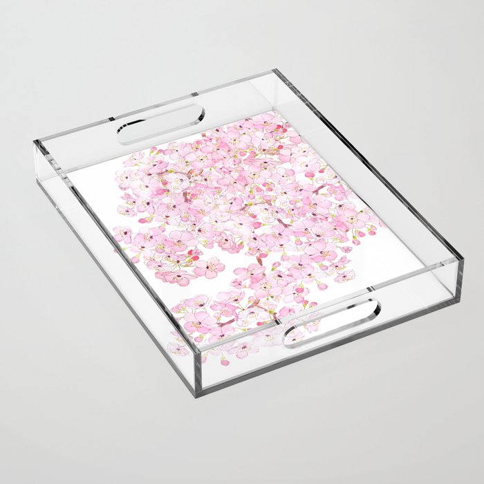 cherry blossom ink and watercolor 1 Acrylic Tray Gallery Image 1