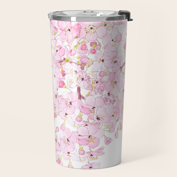 cherry blossom ink and watercolor 1 Travel Mug Gallery Image 2