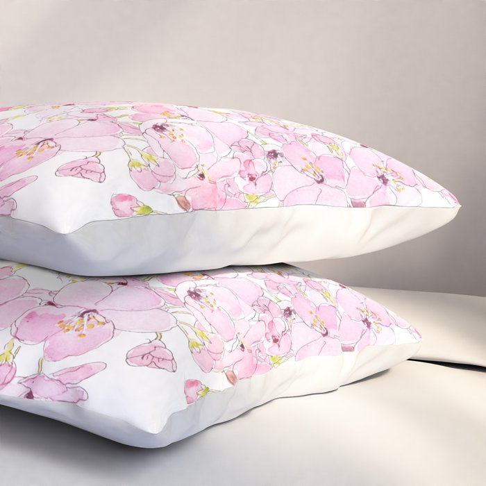 cherry blossom ink and watercolor 1 Pillow Sham Gallery Image 3