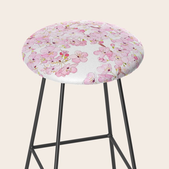 cherry blossom ink and watercolor 1 Stool Gallery Image 2