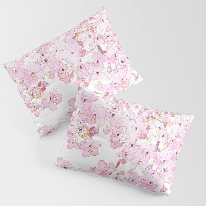 cherry blossom ink and watercolor 1 Pillow Sham Gallery Image 3