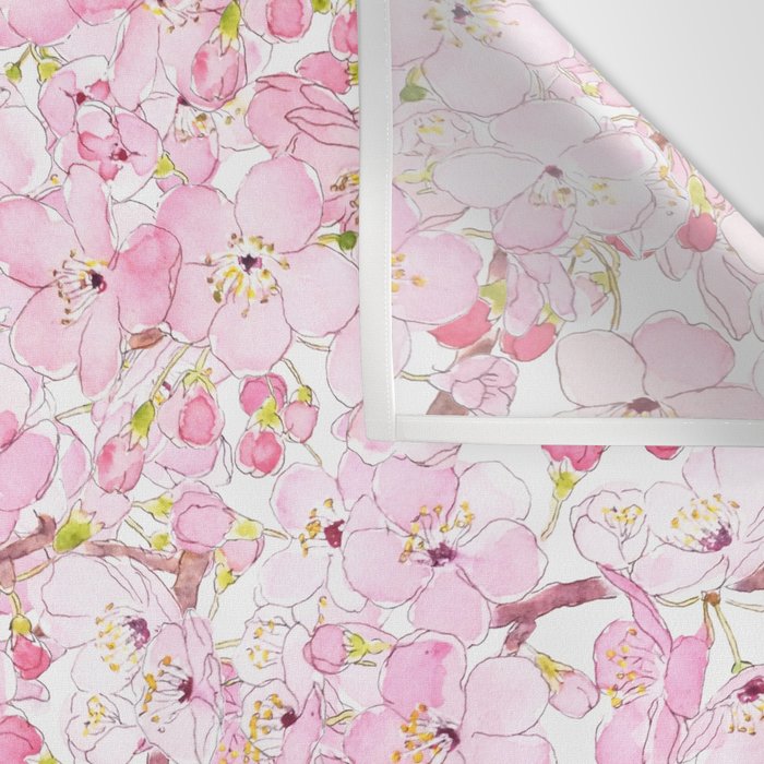 cherry blossom ink and watercolor 1 Wall Tapestry Gallery Image 3