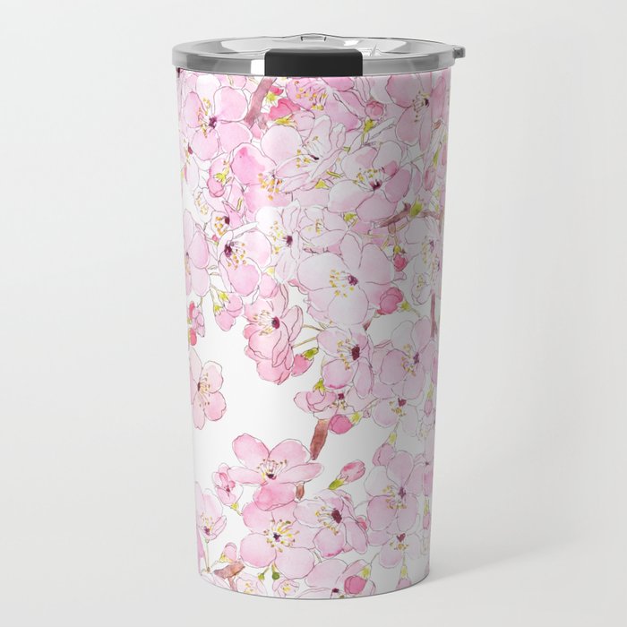 cherry blossom ink and watercolor 1 Travel Mug Gallery Image 1