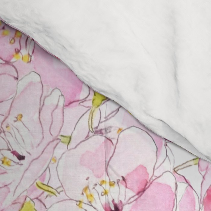 cherry blossom ink and watercolor 1 Comforter Gallery Image 4