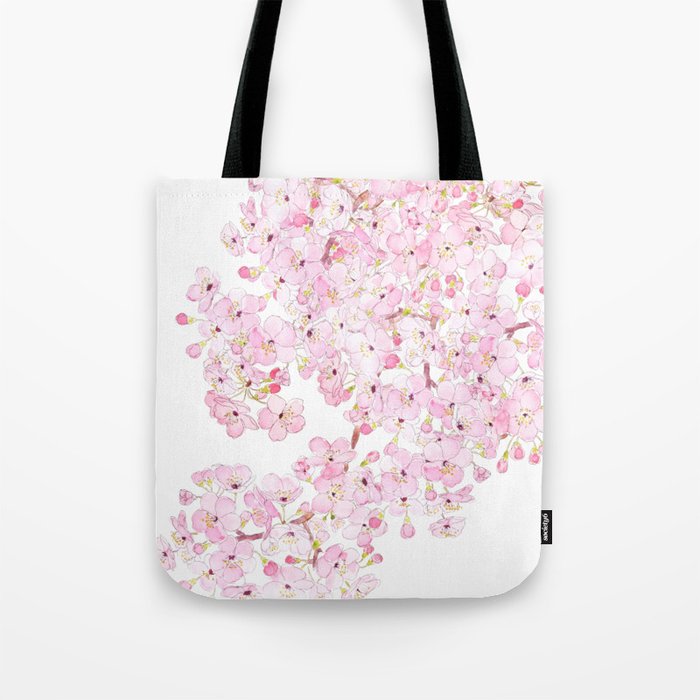 cherry blossom ink and watercolor 1 Tote Bag Gallery Image 1
