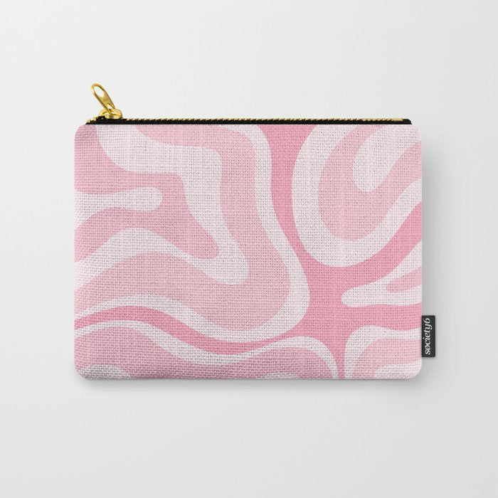 Modern Retro Liquid Swirl Abstract in Pretty Pastel Pink Carry All Pouch Gallery Image 1