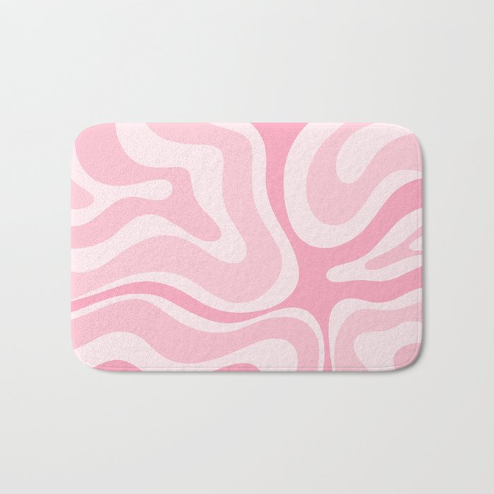 Modern Retro Liquid Swirl Abstract in Pretty Pastel Pink Bath Mat Gallery Image 1