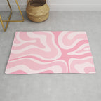 Modern Retro Liquid Swirl Abstract in Pretty Pastel Pink Rug Gallery Image 1