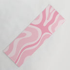 Modern Retro Liquid Swirl Abstract in Pretty Pastel Pink Yoga Mat Gallery Image 1