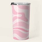 Modern Retro Liquid Swirl Abstract in Pretty Pastel Pink Travel Mug Gallery Image 3