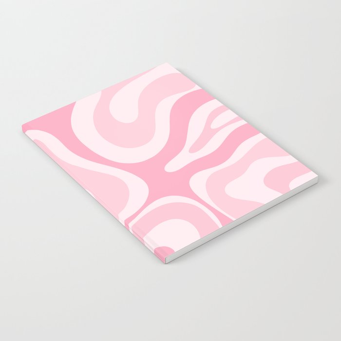 Modern Retro Liquid Swirl Abstract in Pretty Pastel Pink Notebook Gallery Image 1