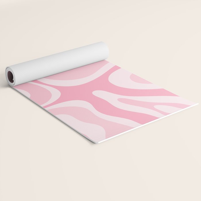 Modern Retro Liquid Swirl Abstract in Pretty Pastel Pink Yoga Mat Gallery Image 2