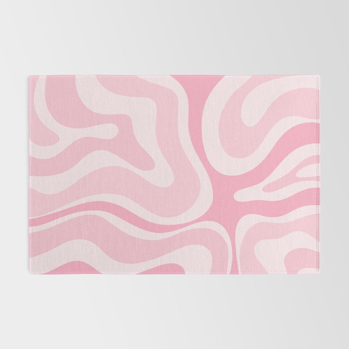 Modern Retro Liquid Swirl Abstract in Pretty Pastel Pink Rug Gallery Image 2