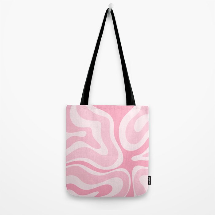 Modern Retro Liquid Swirl Abstract in Pretty Pastel Pink Tote Bag Gallery Image 2