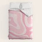 Modern Retro Liquid Swirl Abstract in Pretty Pastel Pink Comforter Gallery Image 6