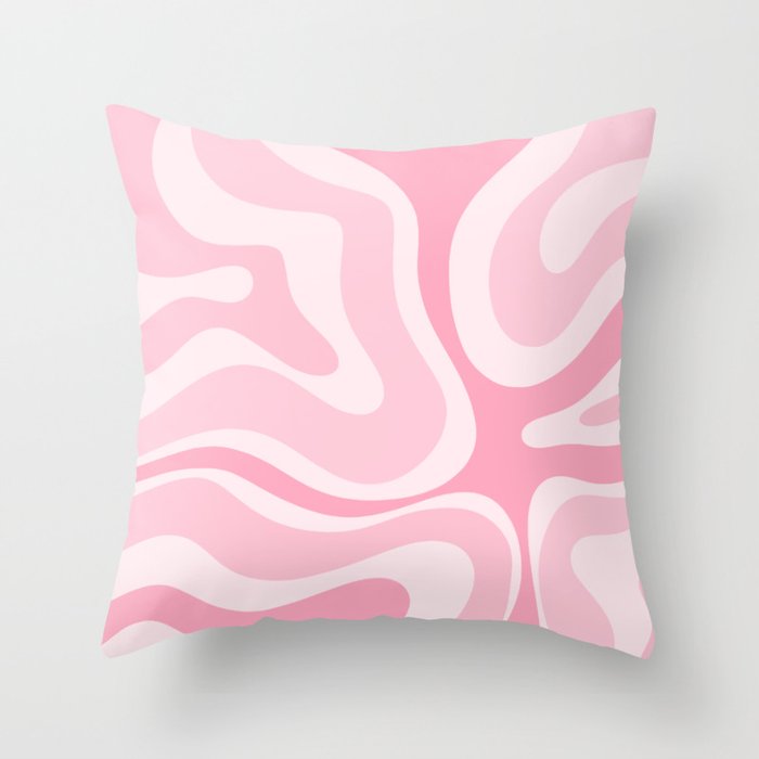 Modern Retro Liquid Swirl Abstract in Pretty Pastel Pink Throw Pillow Gallery Image 6