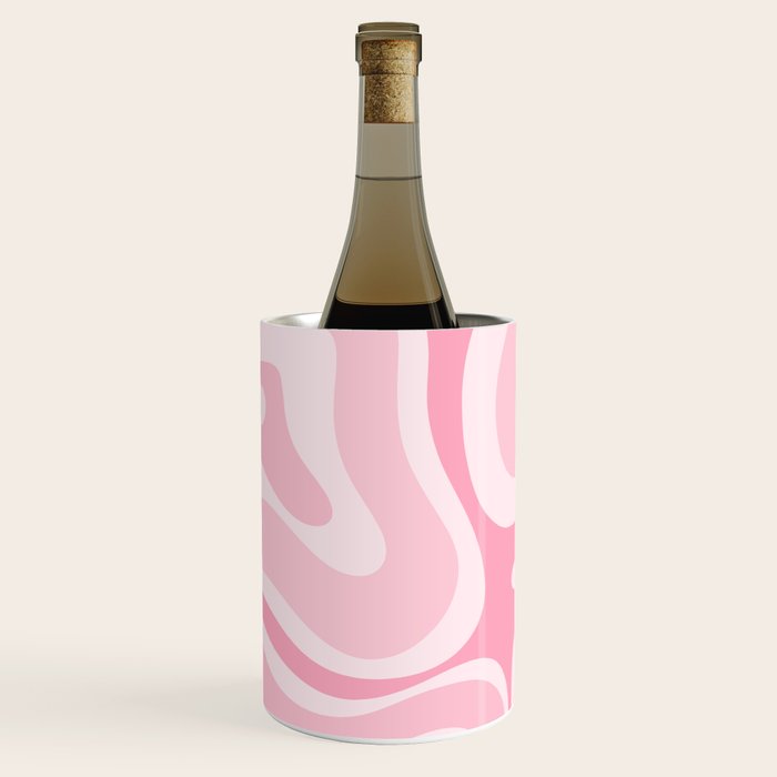 Modern Retro Liquid Swirl Abstract in Pretty Pastel Pink Wine Chiller Gallery Image 1
