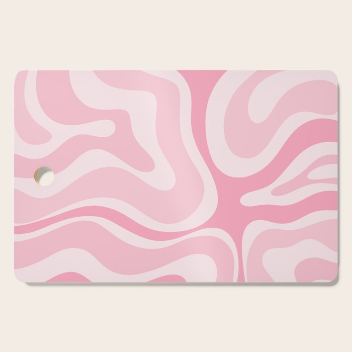 Modern Retro Liquid Swirl Abstract in Pretty Pastel Pink Cutting Board Gallery Image 1