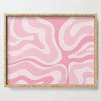 Modern Retro Liquid Swirl Abstract in Pretty Pastel Pink Serving Tray Gallery Image 1