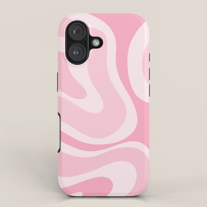 Modern Retro Liquid Swirl Abstract in Pretty Pastel Pink iPhone Case Gallery Image 1