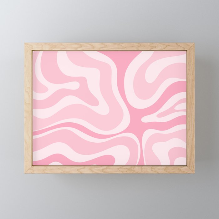 Modern Retro Liquid Swirl Abstract in Pretty Pastel Pink Mini Art Print Gallery Image 1