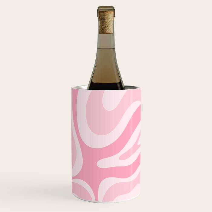 Modern Retro Liquid Swirl Abstract in Pretty Pastel Pink Wine Chiller Gallery Image 3