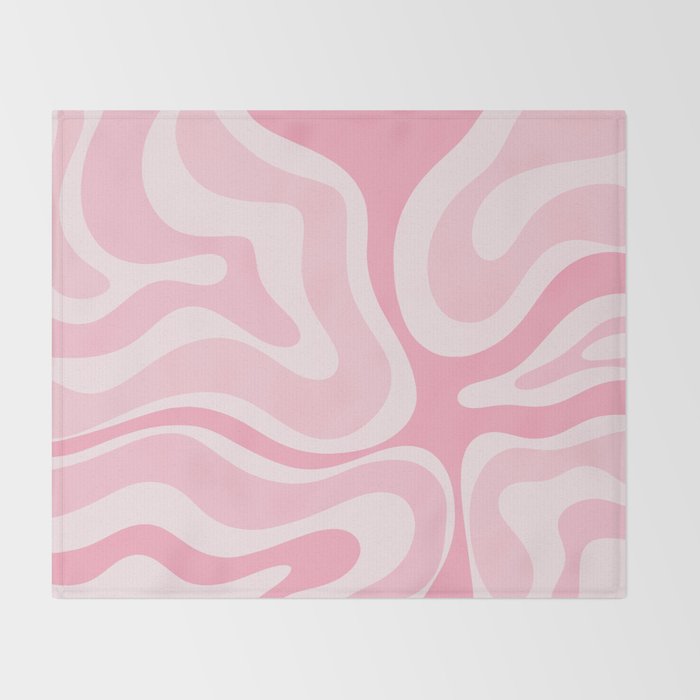 Modern Retro Liquid Swirl Abstract in Pretty Pastel Pink Throw Blanket Gallery Image 2