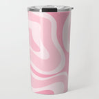 Modern Retro Liquid Swirl Abstract in Pretty Pastel Pink Travel Mug Gallery Image 1