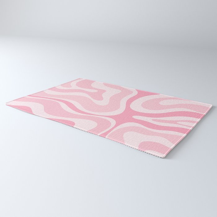 Modern Retro Liquid Swirl Abstract in Pretty Pastel Pink Rug Gallery Image 3
