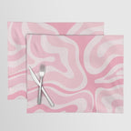 Modern Retro Liquid Swirl Abstract in Pretty Pastel Pink Placemat Gallery Image 1