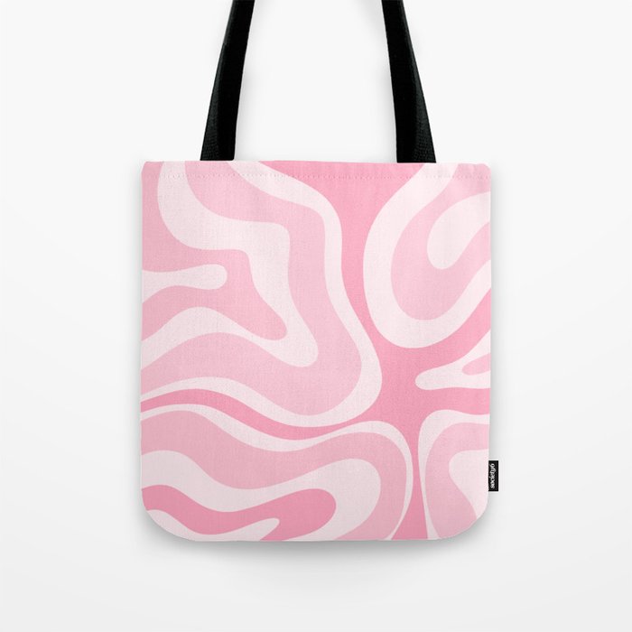 Modern Retro Liquid Swirl Abstract in Pretty Pastel Pink Tote Bag Gallery Image 1