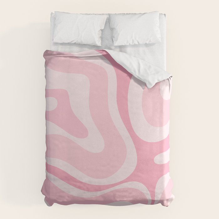 Modern Retro Liquid Swirl Abstract in Pretty Pastel Pink Duvet Cover Gallery Image 6
