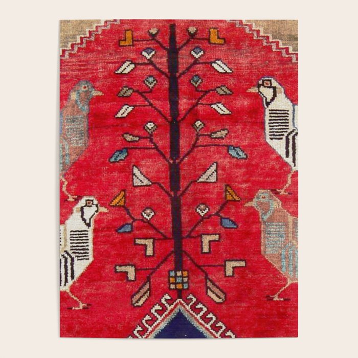 Persian Floral Rug With Several Birds Probably Quail Poster Gallery Image 1