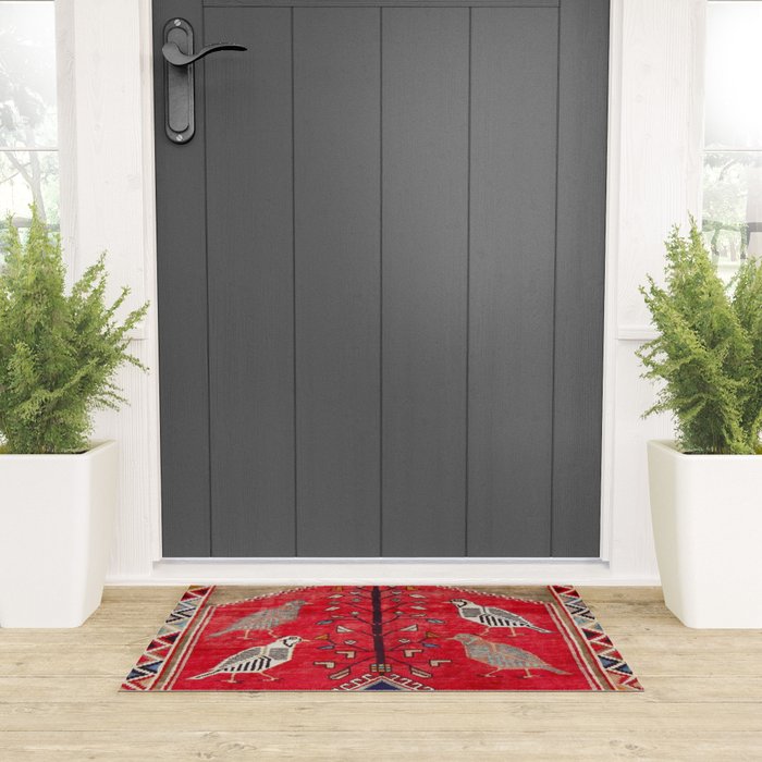 Persian Floral Rug With Several Birds Probably Quail Welcome Mat Gallery Image 3