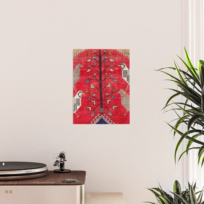 Persian Floral Rug With Several Birds Probably Quail Poster Gallery Image 2