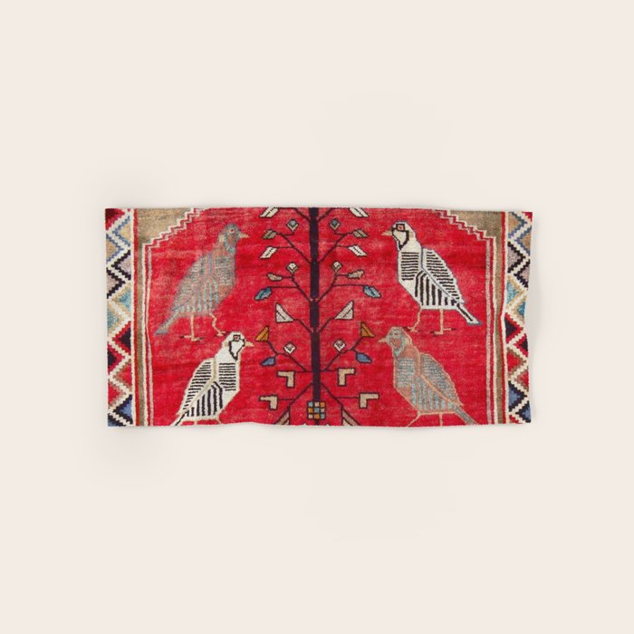 Persian Floral Rug With Several Birds Probably Quail Bath Towel Gallery Image 1