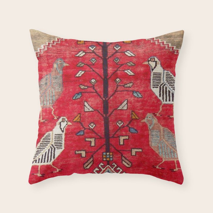 Persian Floral Rug With Several Birds Probably Quail Throw Pillow Gallery Image 6