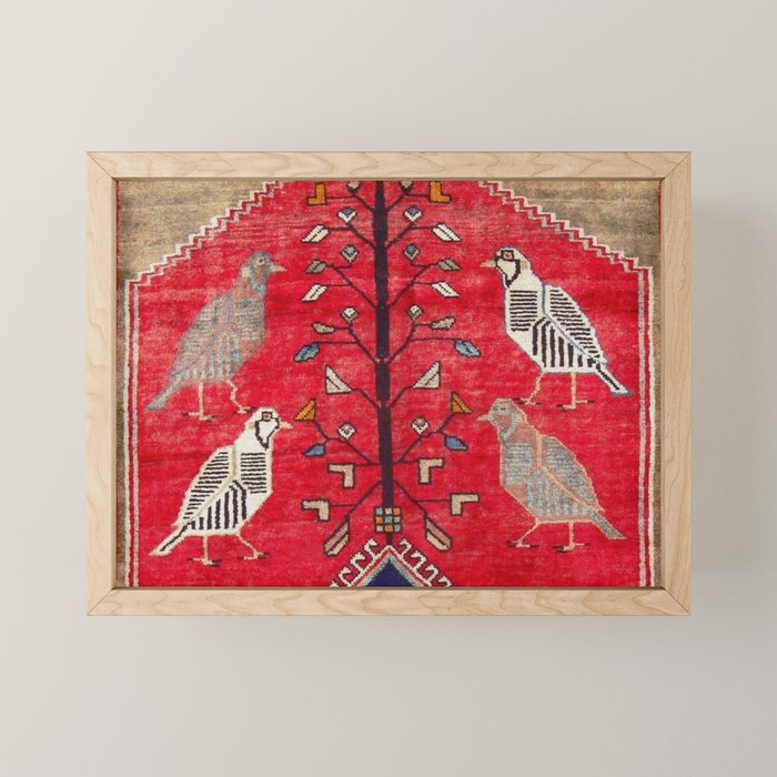 Persian Floral Rug With Several Birds Probably Quail Mini Art Print Gallery Image 1
