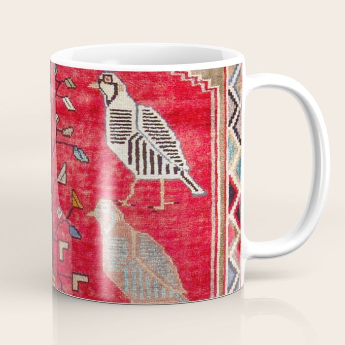 Persian Floral Rug With Several Birds Probably Quail Coffee Mug Gallery Image 1