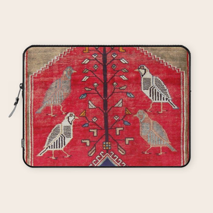 Persian Floral Rug With Several Birds Probably Quail Laptop Sleeve Gallery Image 1