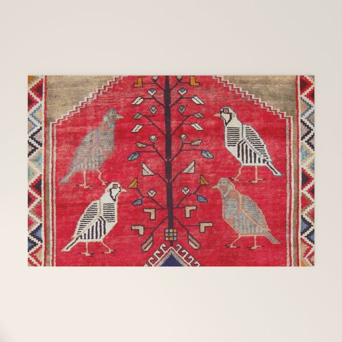Persian Floral Rug With Several Birds Probably Quail Welcome Mat Gallery Image 1