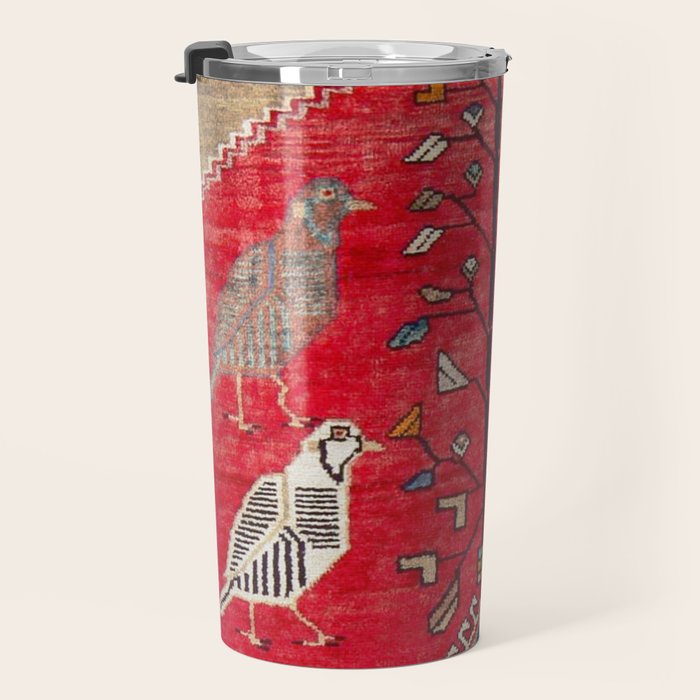 Persian Floral Rug With Several Birds Probably Quail Travel Mug Gallery Image 3