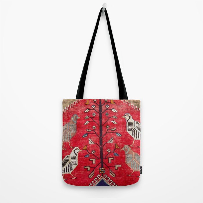 Persian Floral Rug With Several Birds Probably Quail Tote Bag Gallery Image 2