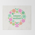 Merry and Bright Christmas Wreath Throw Blanket Gallery Image 2